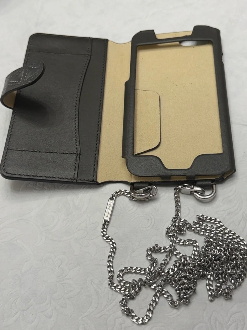 Michael Kors Metallic Gunmetal Quilted Crossbody cellphone case